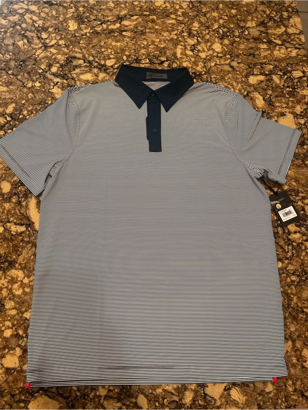 NWT G/FORE Men's Mosaic Feeder Stripe Fine Tech Jersey Golf Polo L Blue $110